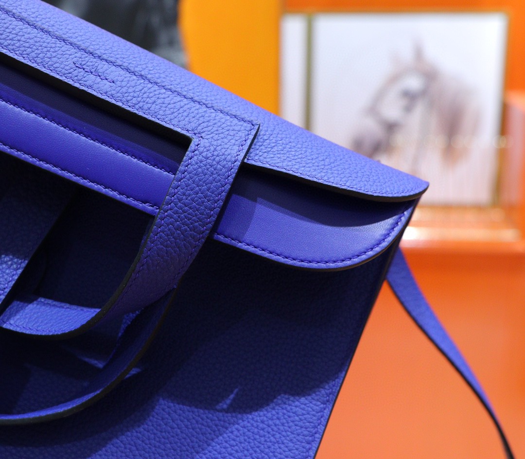 Hermes Halzan Togo Bright Blue Silver Hardware 25cm Full Handmade - Mr ...